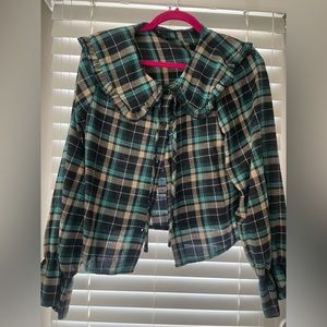 Plaid Peter Pan Collar Flannel Shirt, size large!